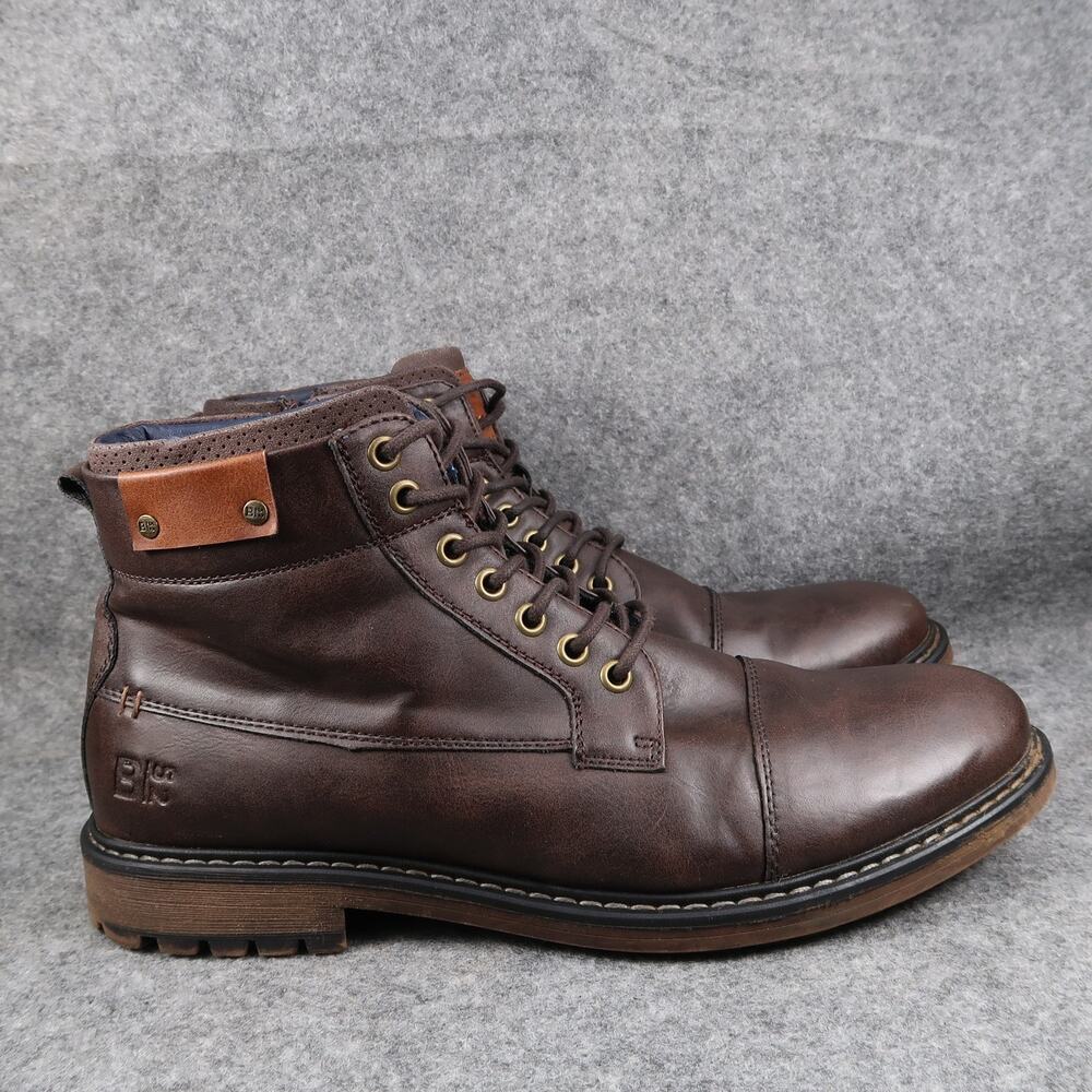 B-52 Bullboxer Shoes Mens 10 Boots Combat Biker Lace Up Zip Brown Casual Cap Toe
